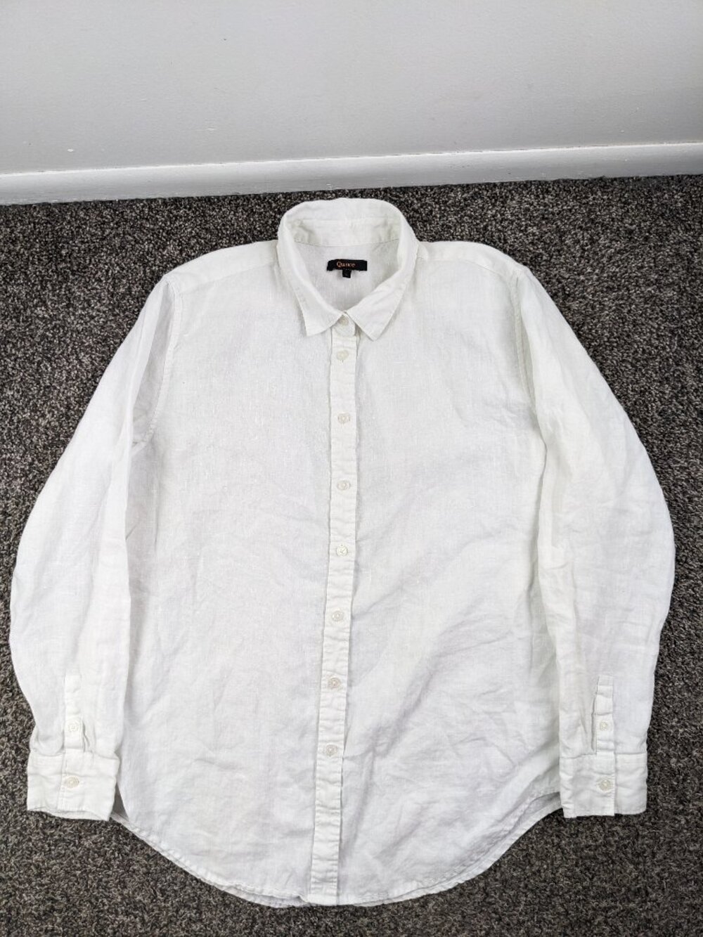 Quince Shirt European Linen Long Sleeve Button Up White Womens Large